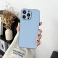 thumbnail image 4 of Compatible with iPhone 13 Pro Max Case,Light Luxury Vegan PU Leather Silicone Wireless Charging Plating Slim Case,Non-slip Shockproof Full Camera Protection Case for iPhone 13 Pro Max(Sky Blue), 4 of 11
