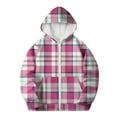 thumbnail image 6 of SGFCWSX Girls Full Zip Hoodie Kids Fleece Sweatshirts Long Sleeve Plaid Sweatshirt Jacket Pink Size 8 Years, 6 of 6
