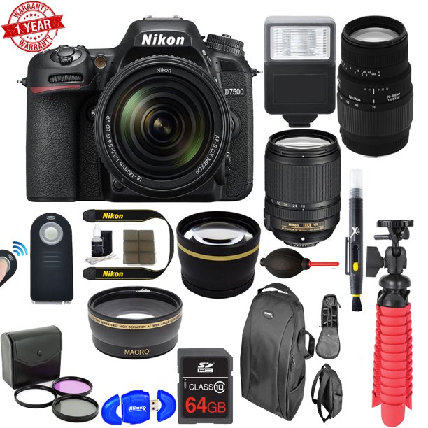Nikon D7500 DSLR Camera with 18140mm & 70300mm Macro Lens Supreme