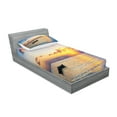 thumbnail image 2 of Ambesonne Ocean Fitted Sheet & Pillow Sham Set, Rising Sun Sea Maldives, Twin, Blue Coral Yellow, 2 of 2