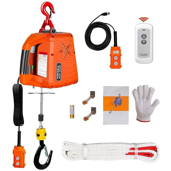 3 in 1 Electric Hoist Winch - 2200LBS 38FT 110V Manual, Wired and Wireless Remote Control for Factories, Warehouses, Garages, Etc