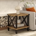 thumbnail image 2 of Large End Table Farmhouse Side Table Industrial Style Sofa Table Coffee Table Metal X Accent Wood End Table NightStand with Storage Shelf for Living Room Bedroom, 2 of 5