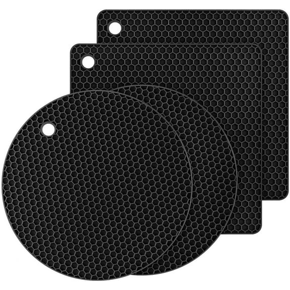 Silicone Trivets for Hot Pots and Pans, Hot Pads for Kitchen, Pot Holders for Kitchen Heat Resistant Mats for Countertop,Durable Silicone Trivet Mat Hot Plates to Protect Table