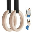 thumbnail image 1 of 28mm/32 mm Wood Gymnastic Rings Gym Rings with 4.5M Adjustable Long Strap for Home Gym Fitness Body Strength and Muscular Bodyweight Training, 1 of 7