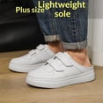 thumbnail image 2 of Men's White Leather Double Strap Mule Slip On Platform Casual Skate Shoes, Non-Slip Backless Walking Trainers, Wide Toe Lazy Daily Driving Footwear, 2 of 7