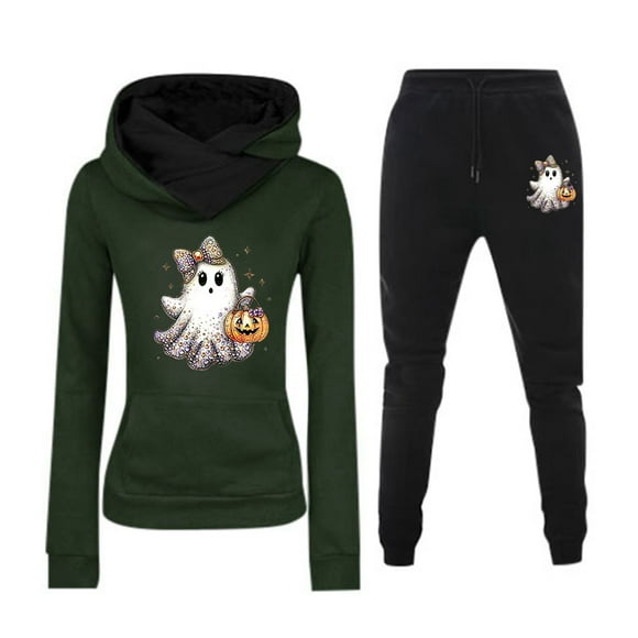 TJAZFJPA Womens Pant Suits Dressy Casual Petite Women's Print Hoodie and Jogger Set Trendy Athletic Outfit Airport Outfits for Women 2025 Pants Sets Women 2 Piece Outfits Formal