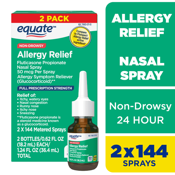 Equate Fluticasone Propionate Nasal Allergy Relief Spray, 50 mcg, Non-Drowsy
