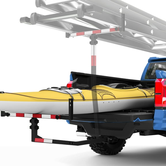 POFENZE Truck Bed Hitch Extender Adjustable 2 in 1 Foldable Extender Extension Rack for Pickup Trucks & SUVs for Kayak Ladder, Canoe, Pipes, Lumber Rack