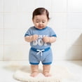 thumbnail image 2 of REDARER Baby Boys Stripe Waffle Knit "Mama's Boy" Romper & Shorts 2-Piece Outfit,0-3 Months, 2 of 4