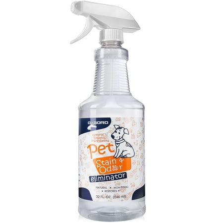 Paws & Pals Organic Pet Stain Odor & Remover - Professional Strength Eliminator 32 oz Spray - Enzyme Eliminates Cat and Dog Urine Pee Stains Deodorizer (Best Dog Odor Eliminator)