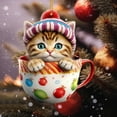 thumbnail image 6 of Luoshdecor Christmas Cat in Mug Ornament , Acrylic Cute Holiday Teacup Cat Hanging Ornaments for Home Decor Party Christmas Tree Decor, 6 of 8