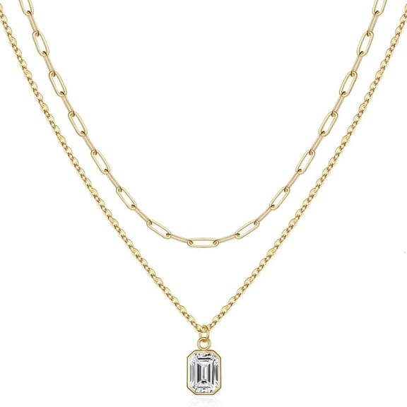 LIANXUE Chic Double Layer Necklace Adorned With December Birthstones And 18k Gold Plating Unique Clavicle Chain for Women