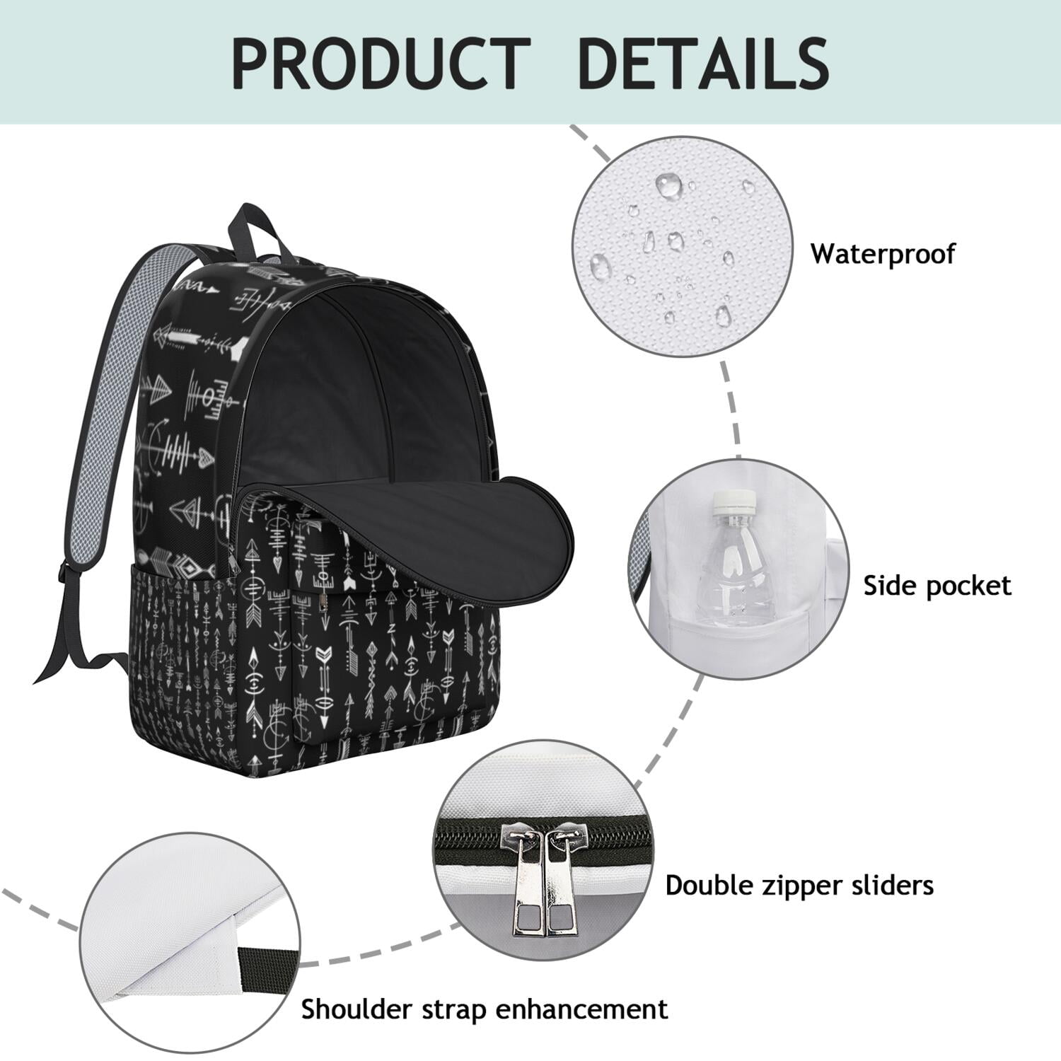 Floral Pattern Laptop Backpack for Girls, Boho Chic School Bag with Double Zipper and Large Capacity Compartments