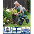 thumbnail image 3 of Siège de Travail de Jardin Roulant avec Roues, Chariot de Jardinage à Siège Pivotant à 360° avec Poignée de Direction Extensible, Plateau à Outils et Panier de Rangement, Capacité de 400 Lb, Tabourets de Jardinage pour Patio, Cour et Extérieur, 3 of 8