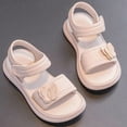 thumbnail image 2 of Xfvqtps Kids Girls Summer Sandals Open Toe Princess Butterfly Hook and Loop Soft Sole Leather Flats Shoes, 2 of 9