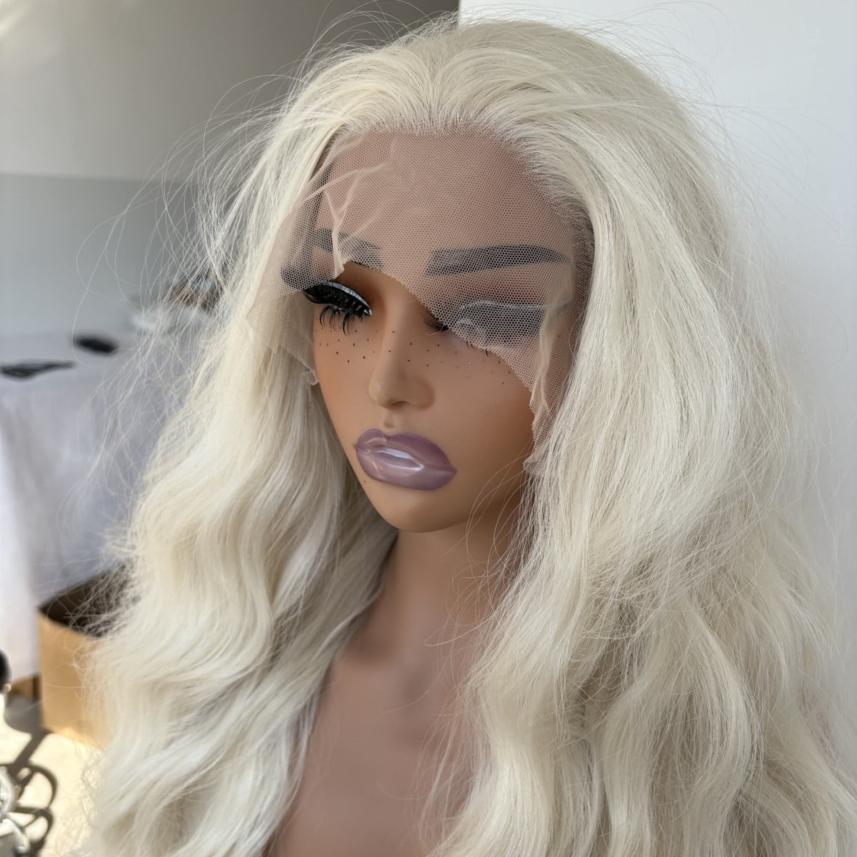 MISSWEN Platinum Blonde Synthetic Wigs 26 inch Long Glueless Lace Front Wigs Natural