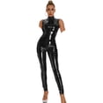thumbnail image 2 of Mono unisex sin mangas de PVC con efecto mojado, tallas S a 5XL, de piel sintética brillante, con entrepierna abierta, ajustado, sexy, para cosplay, 2 of 5
