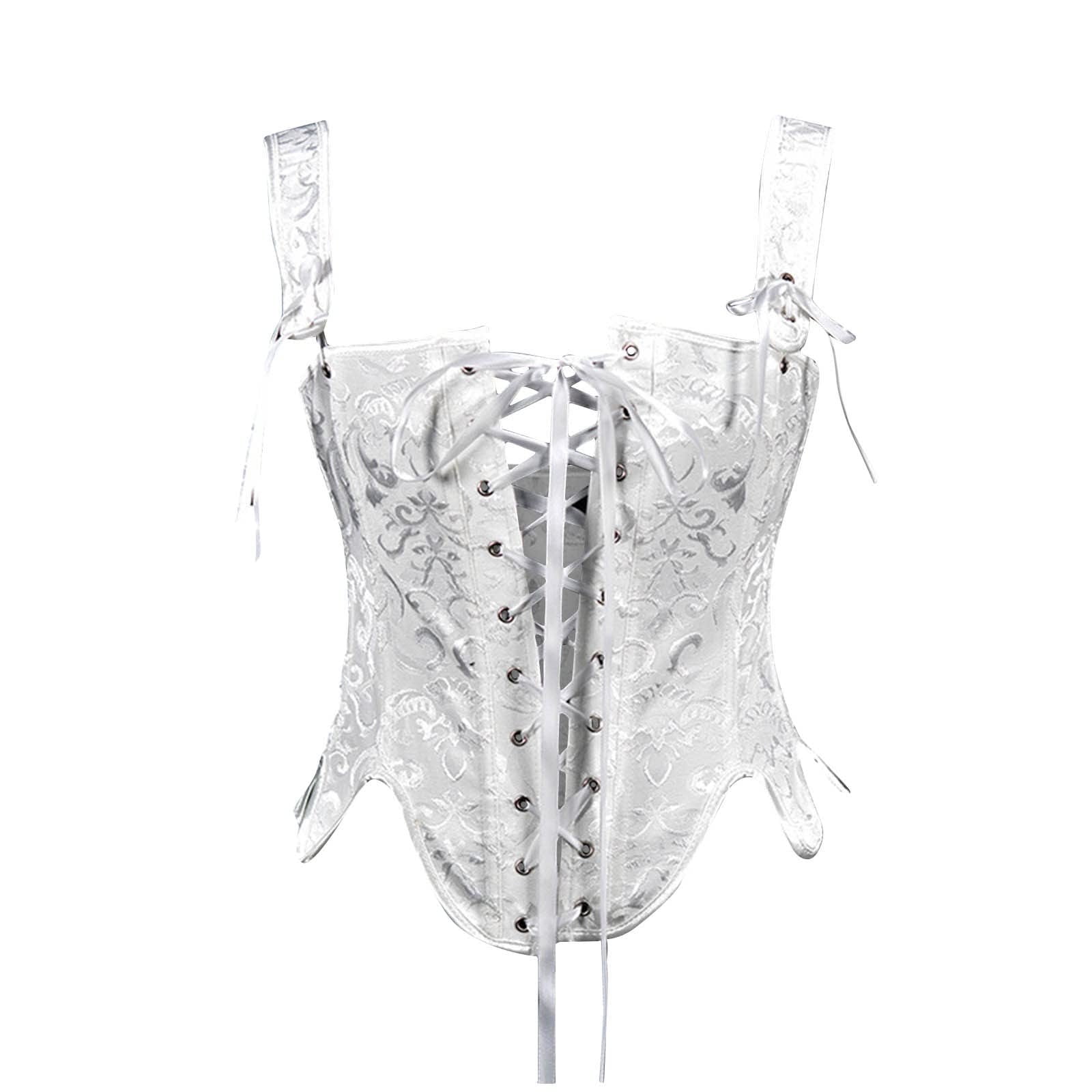 AXXD Corsets for Men Clearance,Lace-up Floral Print Fishbone Court