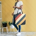 thumbnail image 4 of FORMRS Womens Canvas Tote Bag with Zipper Inner Pocket Shoulder Handbag, Beige Stripes, 4 of 7