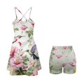 thumbnail image 3 of KEIAHUAN Hummingbird Floral Golf Dresses for Women 2 Piece Set Breathable Spaghetti Strap Tennis Dress with Shorts Cross Backless Athletic Dresses with Pocket Summer Outfits XS, 3 of 7