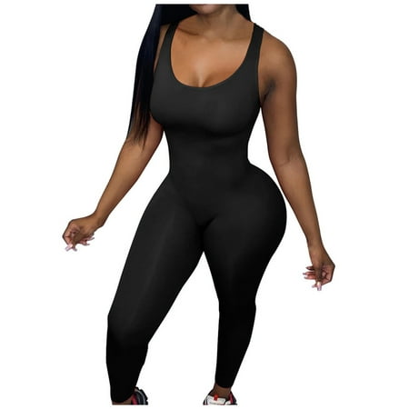 Generic Jumpsuits for Women Tummy Control Long Bodysuits for Women Full Length Yoga Full Body Suit
