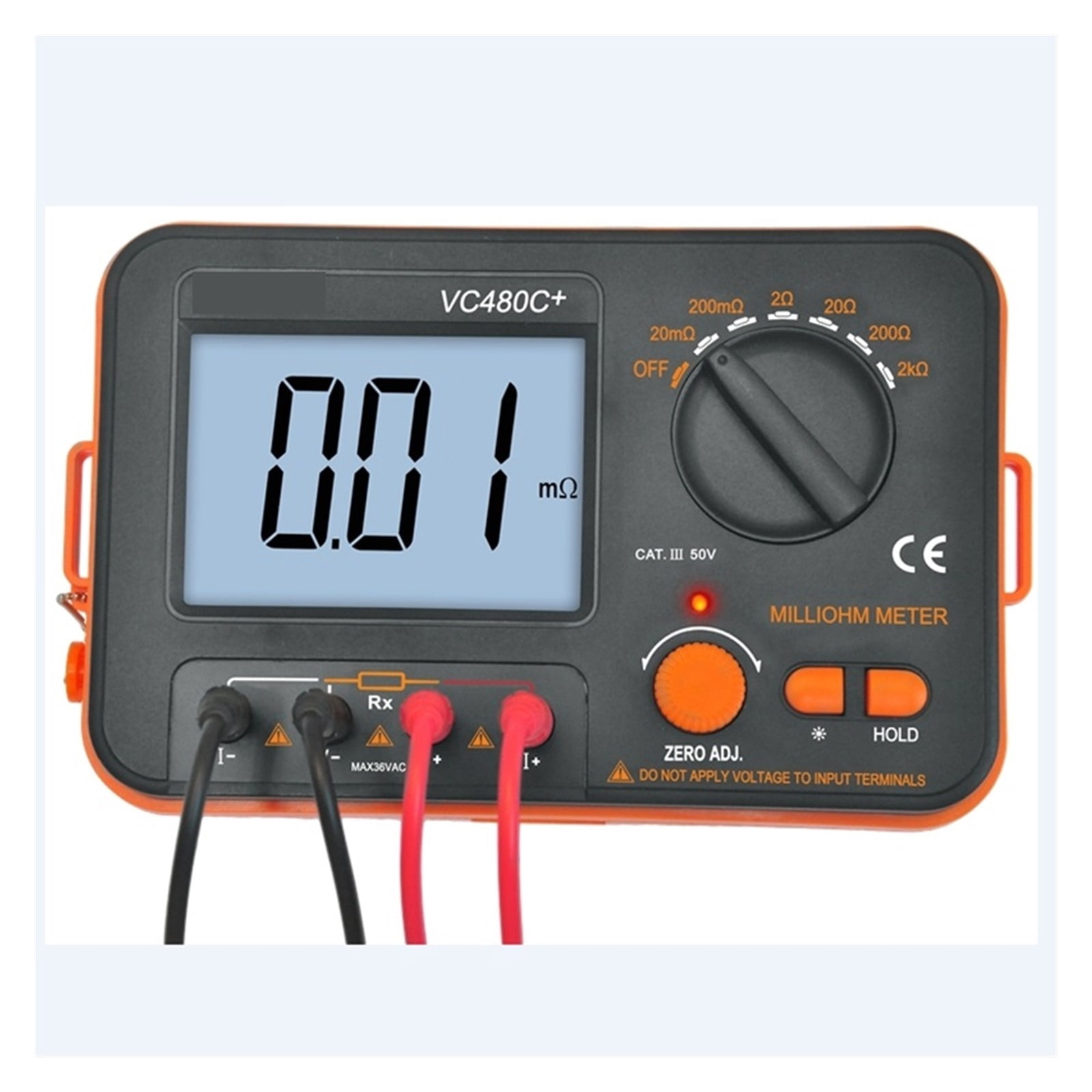 Digital Milliohm Meter 3 1/2 LCD Display 4 Wire Test Low Resistance Tester 6 Ranges Accuracy Ohm Multimeter Backlit