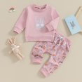 thumbnail image 4 of Douhoow Toddler Boys Girls Easter Outfits 6M 12M 18M 24M 3Y Baby Crewneck Bunny Sweatshirt Carrot Rabbit Pants Set, 4 of 8