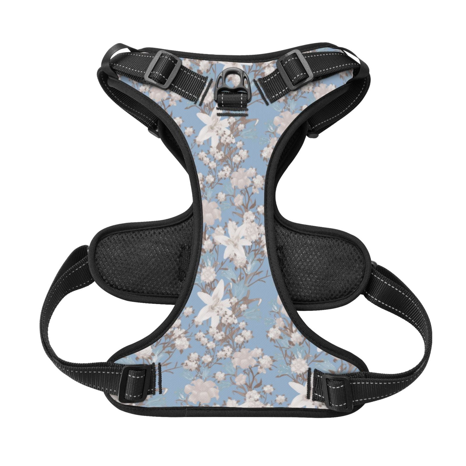 Kdxio Lily Flower Print No Pull Dog Harness Adjustable Reflective Oxford Easy Control Medium Large Dog Harness for Training and Everyday-Medium