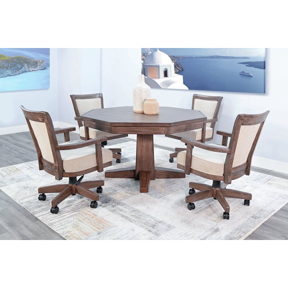 Empire USA Blaze Poker Game & Dining Table Set w/ 4 Game Chairs (Alpine Grey Finish 4 Game Chairs)