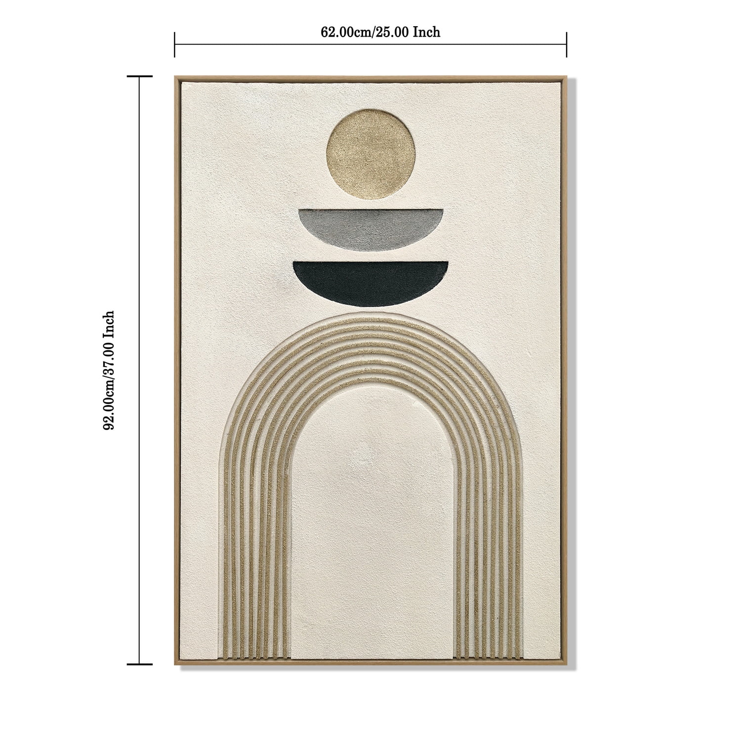 Euroco Framed Boho Abstract Wall Art Set of 2, 25x37 in Neutral Textured Canvas Painting,Modern Decor Abstract Artwork for Living Room Bedroom,Antique White & Black Beige