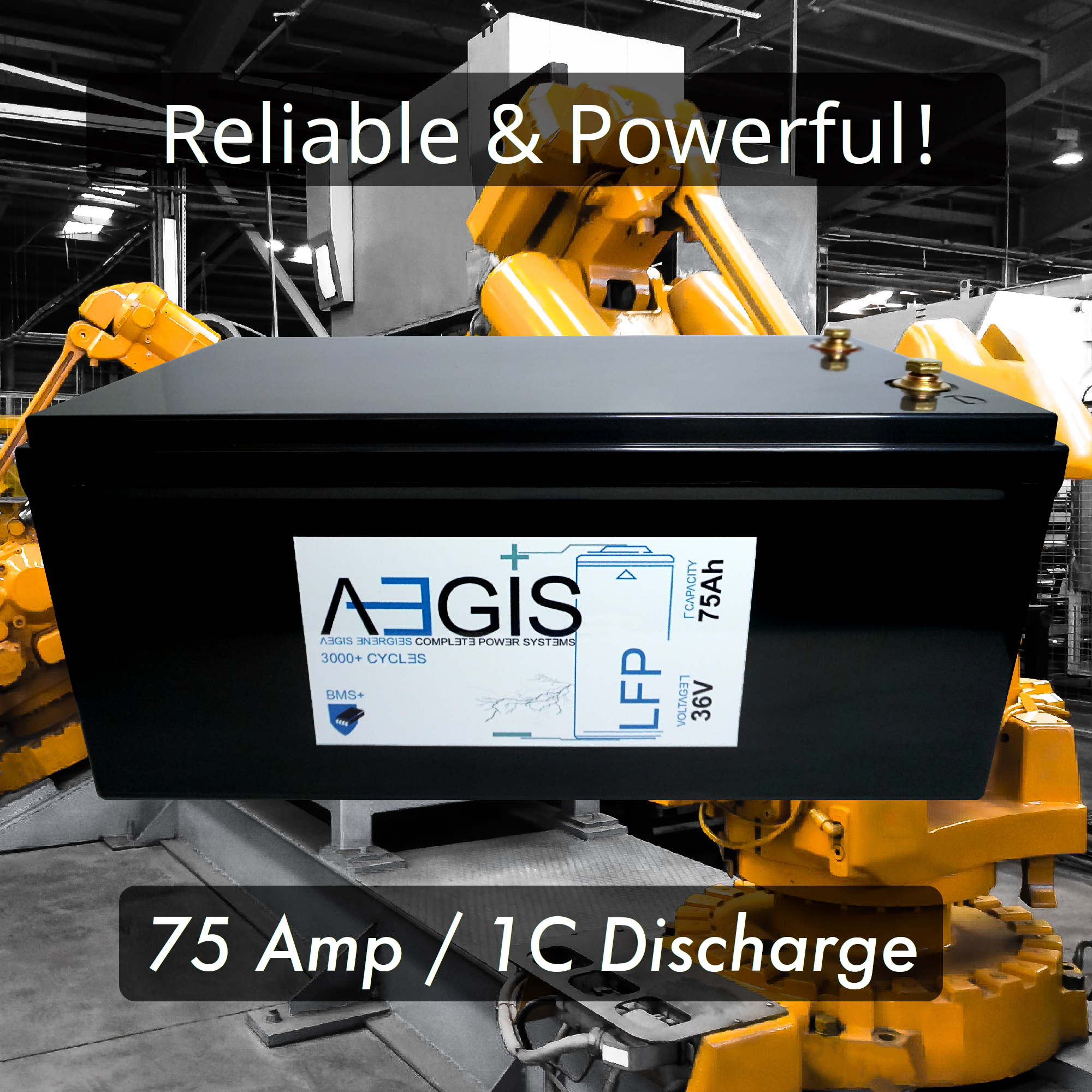 Aegis Battery 36v 75ah LiFEPO4 Deep Cycle Battery
