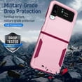 thumbnail image 2 of Dteck Case For Samsung Galaxy Z Flip 4 5G, Shockproof Folding Heavy Duty Rugged Protective Phone Case Cover Soft TPU Bumper, Pink+Rose, 2 of 7