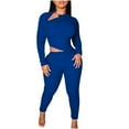 thumbnail image 2 of Sevevn Women's Solid Color Casual Sexy Fashionable Waist Revealing Tight Zipper Jumpsuit Blue S Early Access Deals, 2 of 6