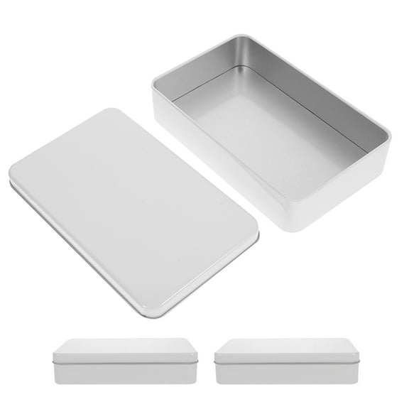 Homoyoyo 3Pcs  White Tinplate Box Simple Design Bakery Cookie Containers Storage