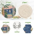 thumbnail image 4 of Yayeee 6 PCS Drink Coasters with Holder Set Woven Absorbent Round Tabletop Hot Pad, Colorful Seaside, 4 of 7