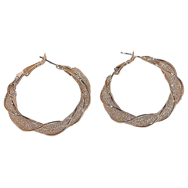 Guardurnaity Pendientes de aro trenzados para mujer, hipoalergénicos y ligeros, de lujo, con lazo brillante, de primera calidad. Ropa, zapatos y accesorios Miscelánea Plata