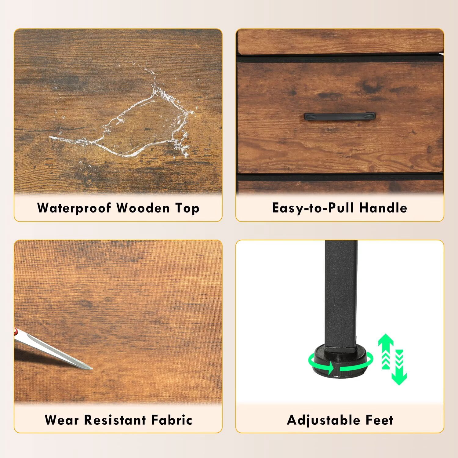 YRLLENSDAN,Large Dressers for Bedroom Tall, Plastic Dressers,Dressers for Women Bedroom, Storage Drawer Dresser, Closet Dressers ,Wood Top,Nature