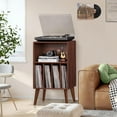 thumbnail image 2 of Record Player Stand with Storage - Mid-Century Walnut Vinyl Record Holder, 2 of 9