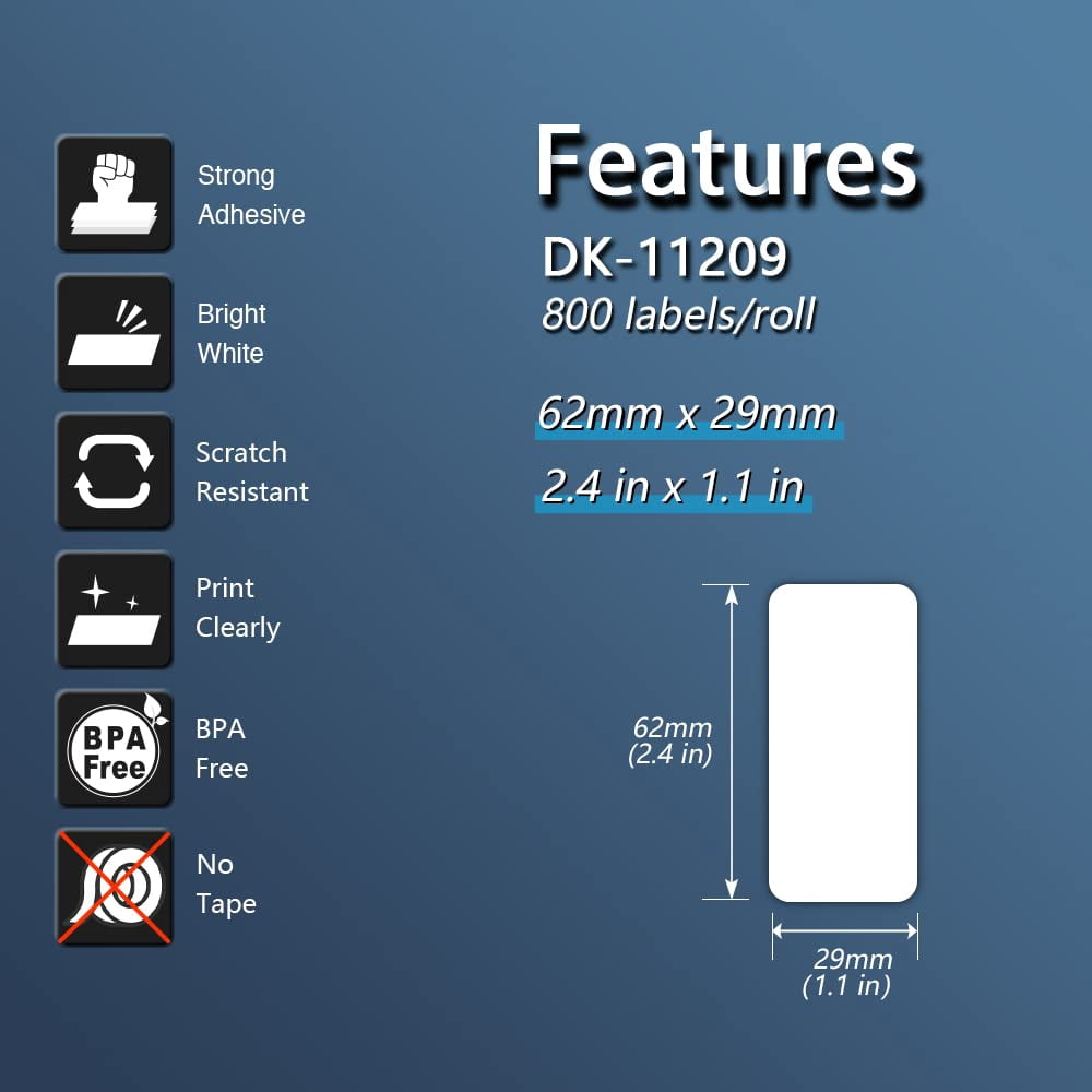Compatible Address/Barcode Labels Replacement for Brother DK-1209 (2-3/7" x 1-1/7"), Use with Brother QL Label Printers [20 Rolls/16000 Labels]