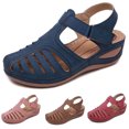 thumbnail image 3 of Lubelski Women Shoes Summer Retro Hook Loop Closure Non-slip Hollow Beach Wedge Sandals, 3 of 7