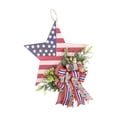 thumbnail image 2 of erdimoy 4th of July Patriotic Star Wooden Door Hanger, 19.68in USA Flag Star Wreath Sign with Berries Bow for Independence Day Front Door Porch Decor, 2 of 6