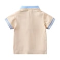 thumbnail image 3 of NinXxx Boys Summer Style Turn Collar Short Sleeve School Shirt Daily Wear Beige 120.00, 3 of 7