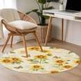 thumbnail image 3 of Area Rug 48in, Farm Sunflower Plant Butterfly Floor Carpet Living Room Rug, Vintage Stamp Letter Non-Slip Welcome Mat Indoor Rugs for Bedroom Dining Room, 3 of 9