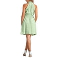 thumbnail image 3 of INSPIRE CHIC Women's Halter Neck Sleeveless Smocked Waist Floral Dress S Light Green, 3 of 5