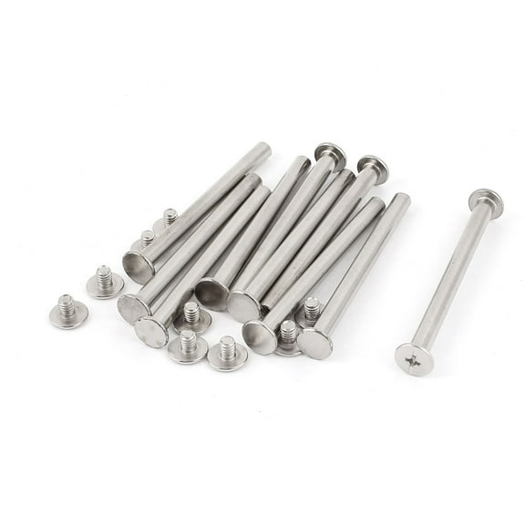 Uxcell M5x60mm Nickel Plated Binding Screw Post for Scrapbook Photo Albums 10 Pack Metal, Nickel Plated