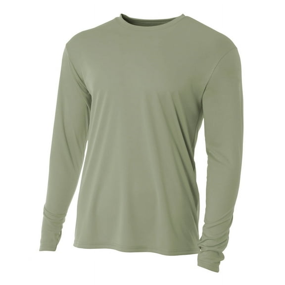 A4 N3165 Mens Cooling Performance Long Sleeve Crew - Olive - 4XL
