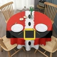 thumbnail image 3 of Red Christmas Santa Costume Pattern Round Tablecloth 60"x60",Wrinkle Wipeable Table Cloth for Kitchen Dining Room Picnic Patio Party, 3 of 6