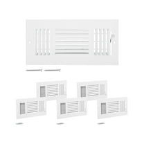 Floor Registers 4x10 Inch 6-Pack - White HVAC Vents - Iron Floor Air Vent Covers - Adjustable 3-Way Airflow - Durable Metal Grilles