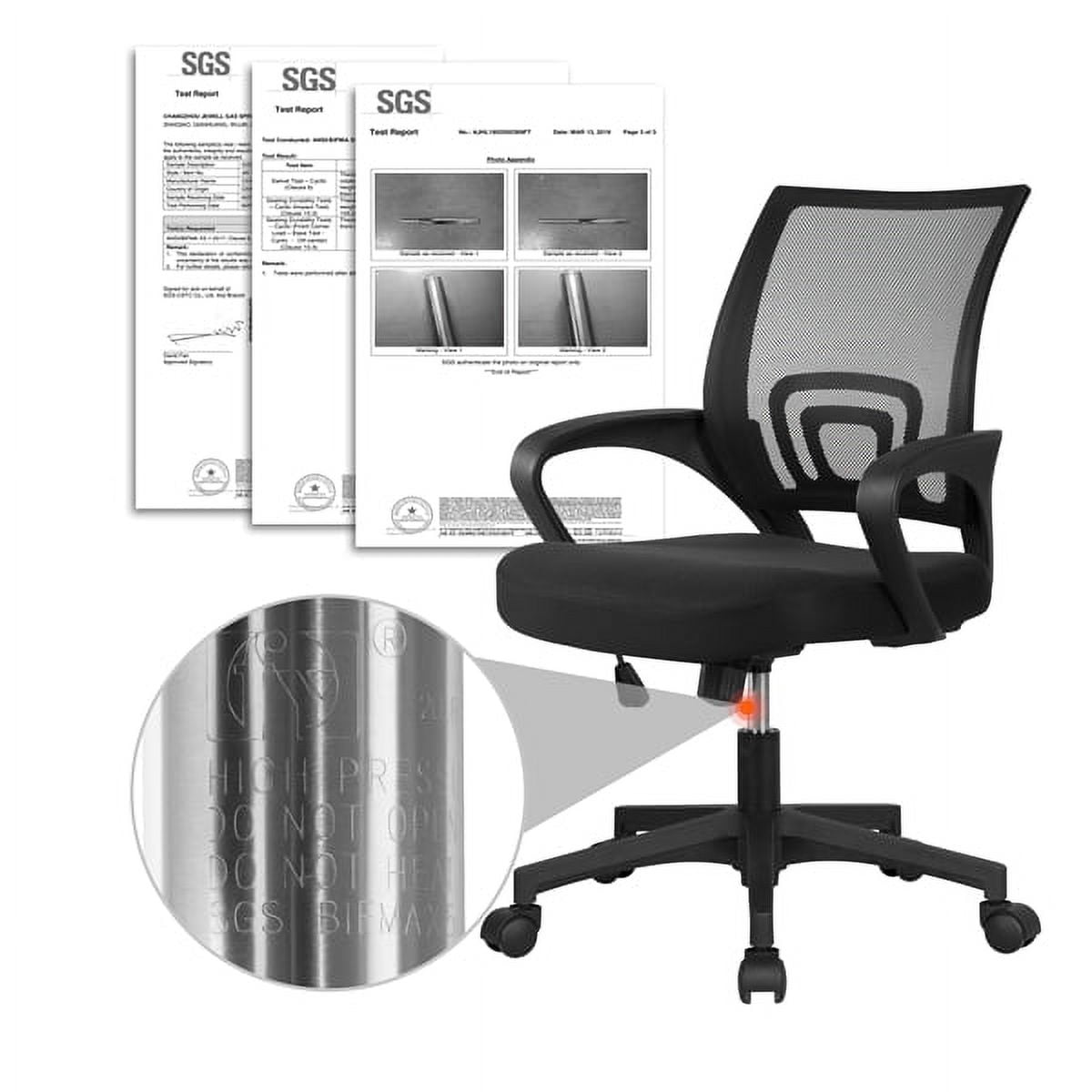 Alden Design Adjustable Mesh Swivel Office Chair with Armrest, Set of 2, Black