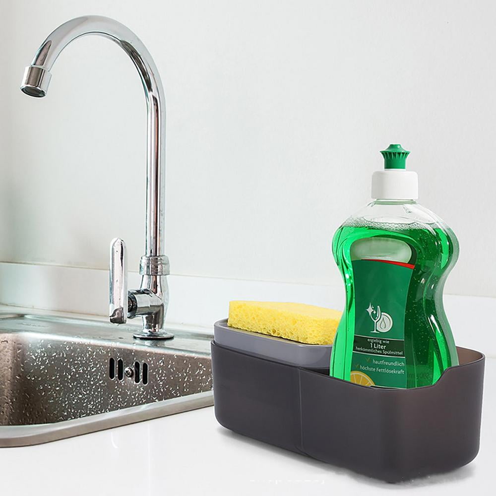 3 Pc Soap Dispenser with Sponge & Brush - White